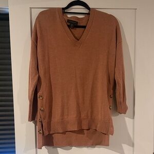 Tahari Rust V-Neck Button-Side Sweater